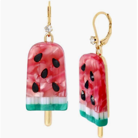 NEW BETSEY JOHNSON WATERMELON STATE POPSICLE DANGLE EARRINGS - Picture 1 of 11